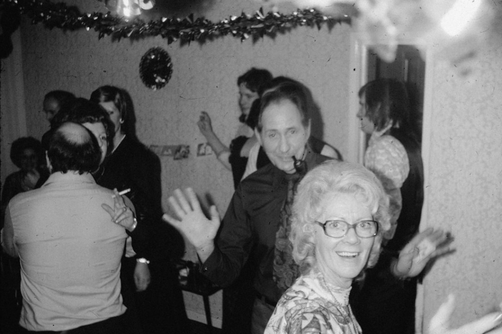 Photo christmas party photo booth group laughing